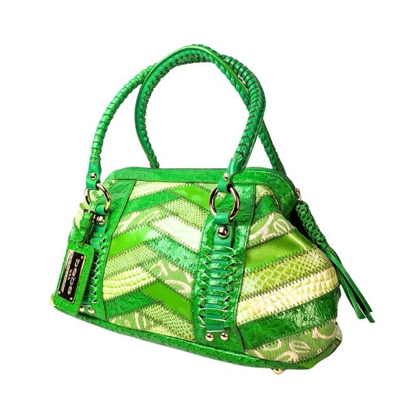 Pre-owned Bebe Patchwork Shoulder Tote Handbag - Picture 1 of 7